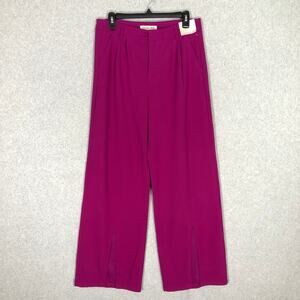Happily Gray Pants Juniors Size 9 Purple Pink Wide Leg Trouser Pleated Slit Corp